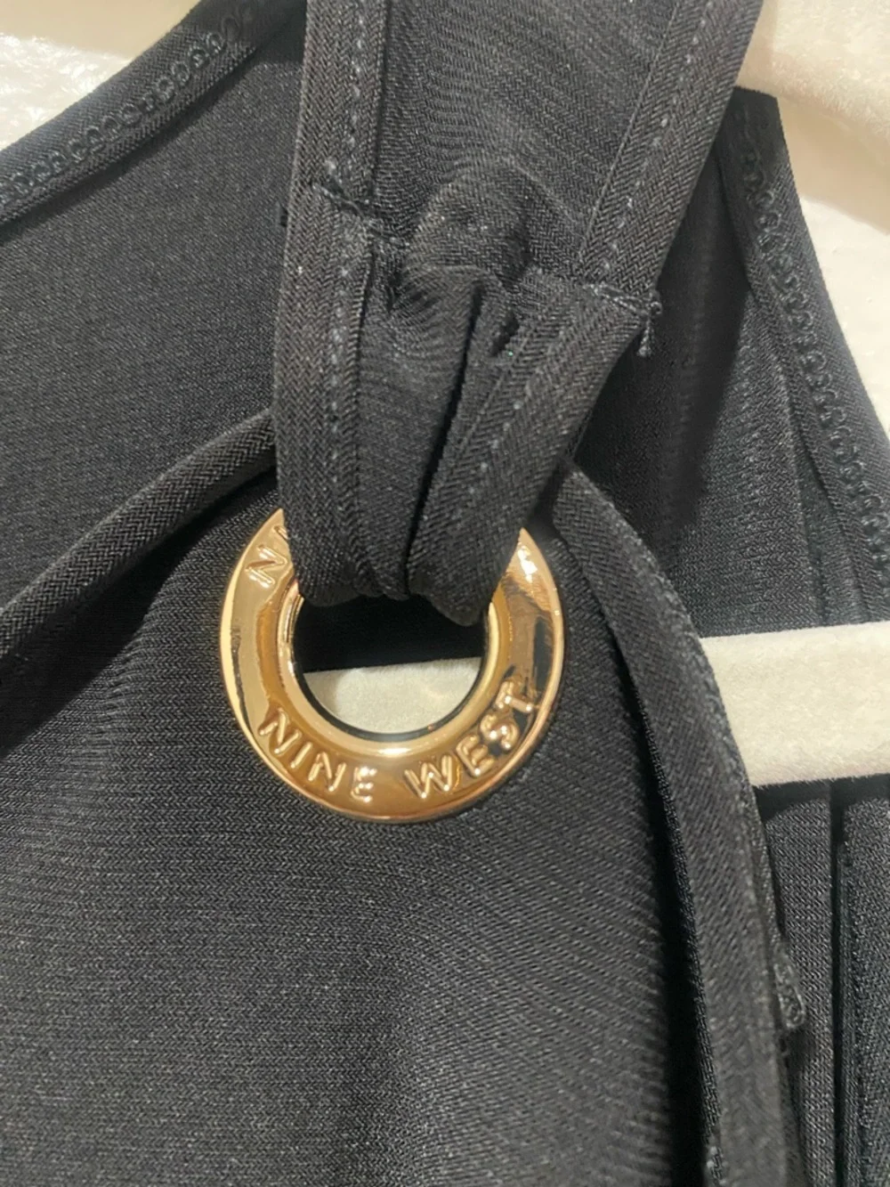 NINE WEST Black Cold-Shoulder Top with Gold Ring Accents. Size M - Picture 4 of 8